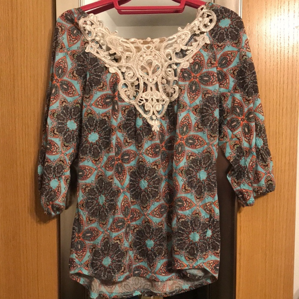 Boho blouse with beautiful yolk size medium